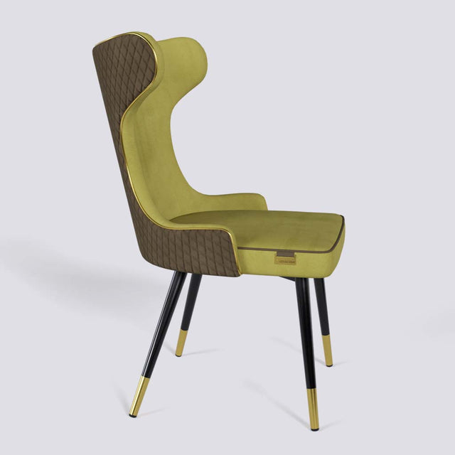 Empress Dining Chair in Powder Coated + Gold Caps Metal Base | 509