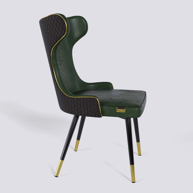 Empress Dining Chair in Powder Coated + Gold Caps Metal Base | 509