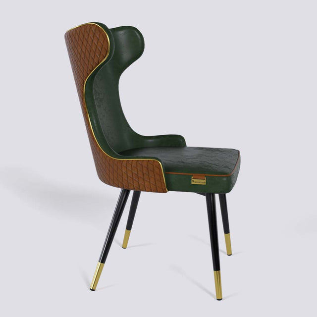 Empress Dining Chair in Powder Coated + Gold Caps Metal Base | 509