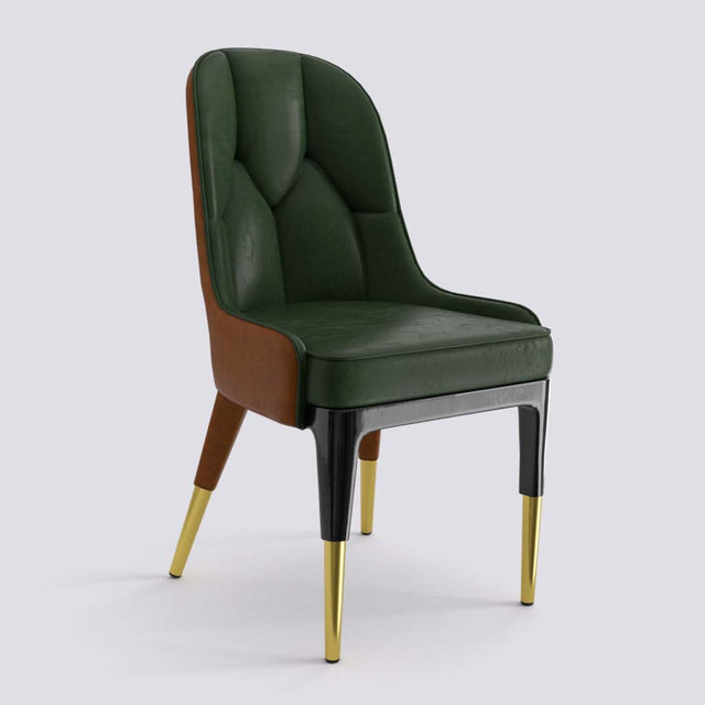 Iconic Dining Chair In Wooden Polish + Gold Cap | 503