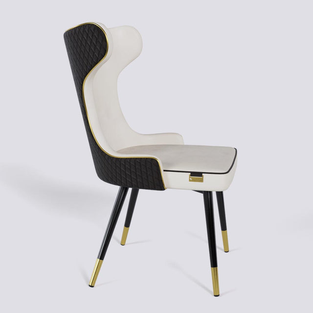 Empress Dining Chair in Powder Coated + Gold Caps Metal Base | 509