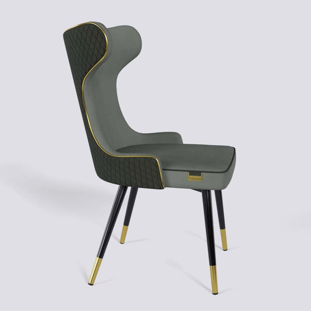 Empress Dining Chair in Powder Coated + Gold Caps Metal Base | 509