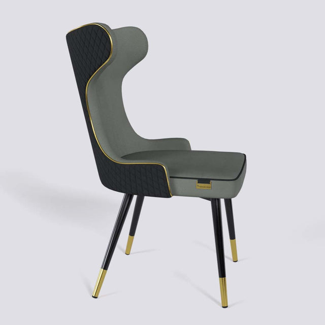 Empress Dining Chair in Powder Coated + Gold Caps Metal Base | 509