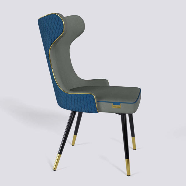 Empress Dining Chair in Powder Coated + Gold Caps Metal Base | 509