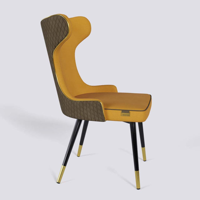 Empress Dining Chair in Powder Coated + Gold Caps Metal Base | 509