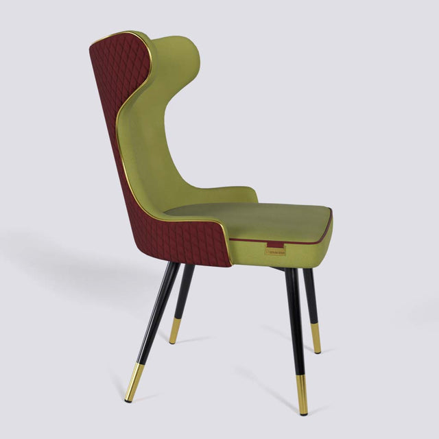 Empress Dining Chair in Powder Coated + Gold Caps Metal Base | 509