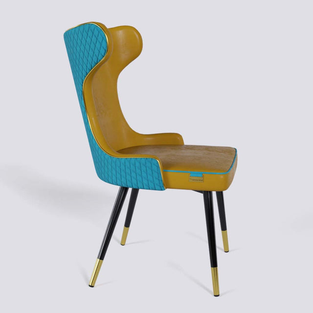 Empress Dining Chair in Powder Coated + Gold Caps Metal Base | 509