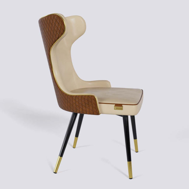 Empress Dining Chair in Powder Coated + Gold Caps Metal Base | 509