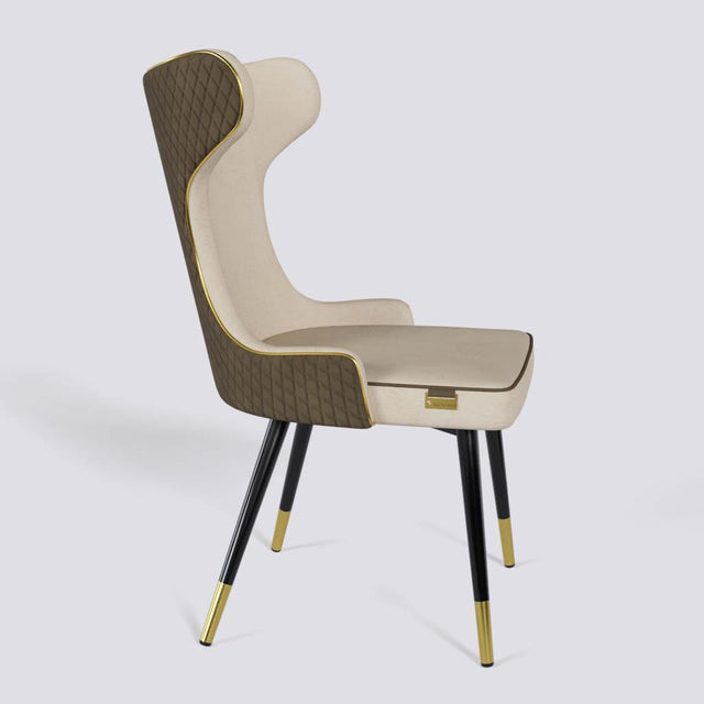 Empress Dining Chair in Powder Coated + Gold Caps Metal Base | 509