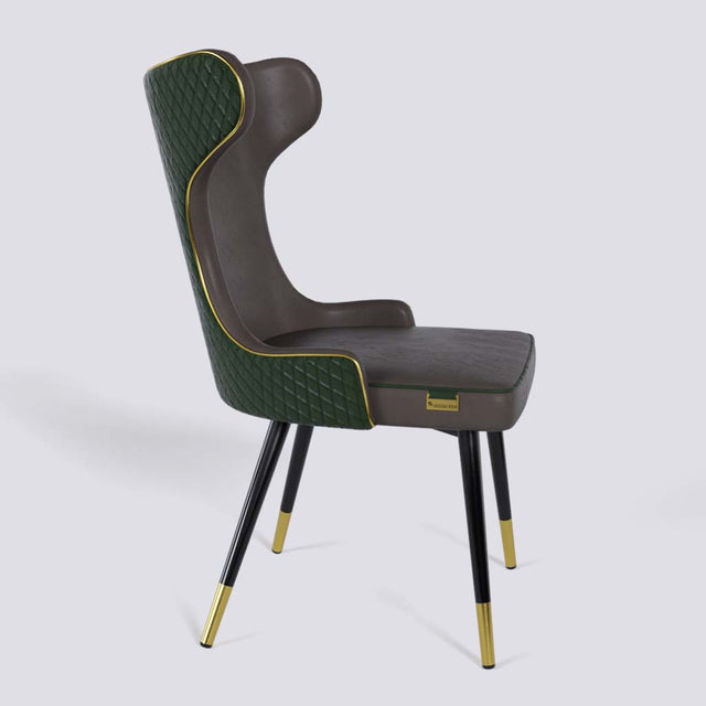 Empress Dining Chair in Powder Coated + Gold Caps Metal Base | 509