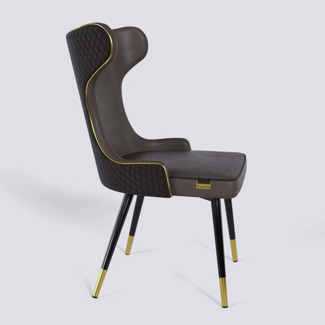 Empress Dining Chair in Powder Coated + Gold Caps Metal Base | 509