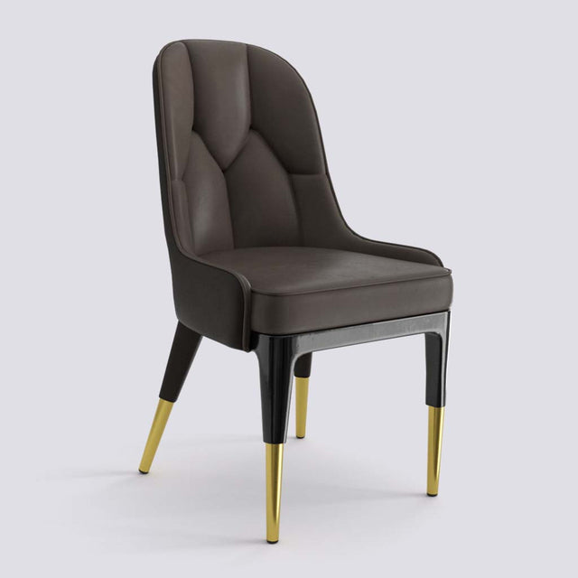 Iconic Dining Chair In Wooden Polish + Gold Cap | 503