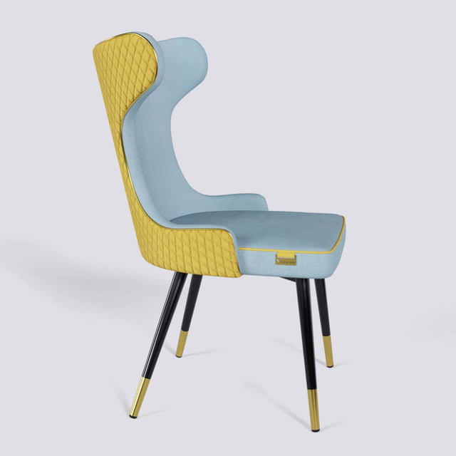 Empress Dining Chair in Powder Coated + Gold Caps Metal Base | 509