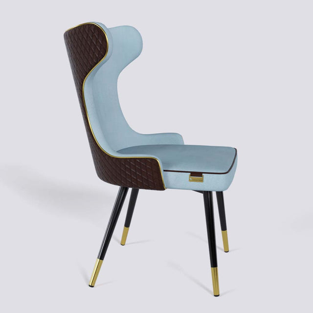 Empress Dining Chair in Powder Coated + Gold Caps Metal Base | 509