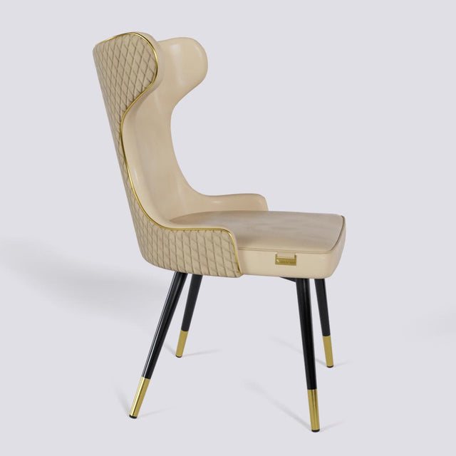 Empress Dining Chair in Powder Coated + Gold Caps Metal Base | 509