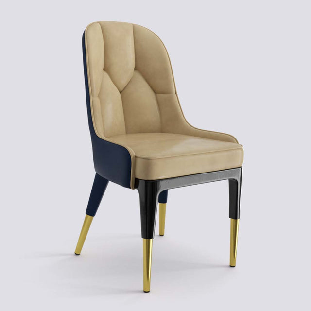 Iconic Dining Chair In Wooden Polish + Gold Cap | 503