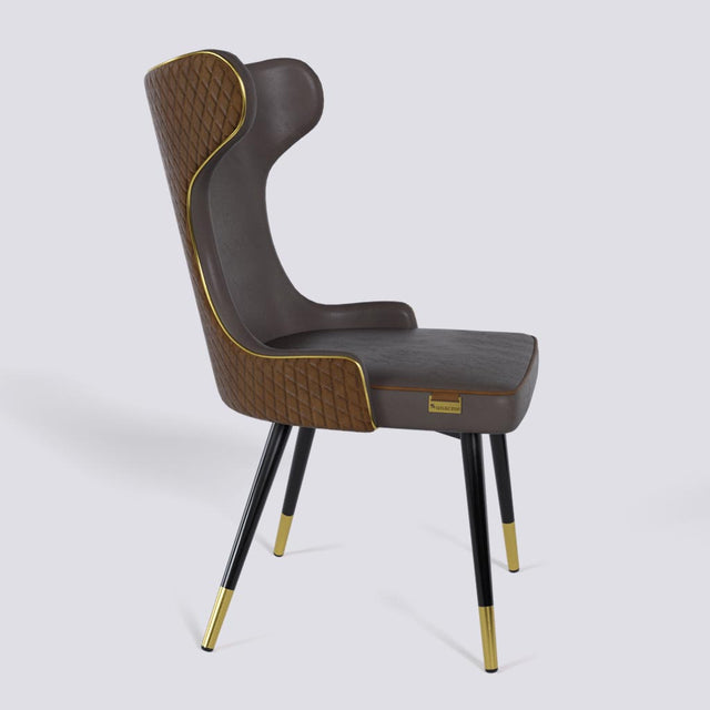 Empress Dining Chair in Powder Coated + Gold Caps Metal Base | 509