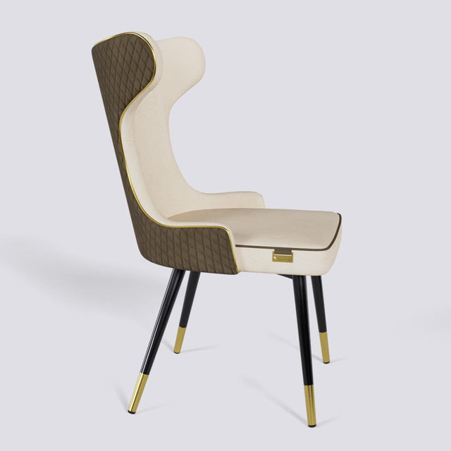 Empress Dining Chair in Powder Coated + Gold Caps Metal Base | 509