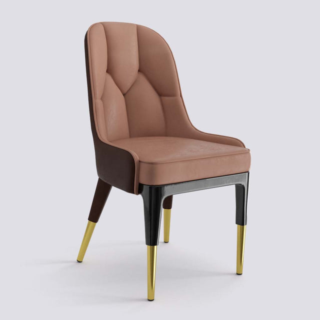 Iconic Dining Chair In Wooden Polish + Gold Cap | 503