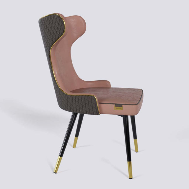 Empress Dining Chair in Powder Coated + Gold Caps Metal Base | 509