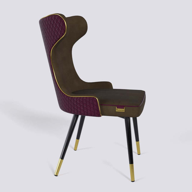 Empress Dining Chair in Powder Coated + Gold Caps Metal Base | 509