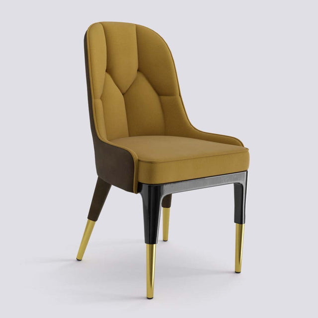 Iconic Dining Chair In Wooden Polish + Gold Cap | 503