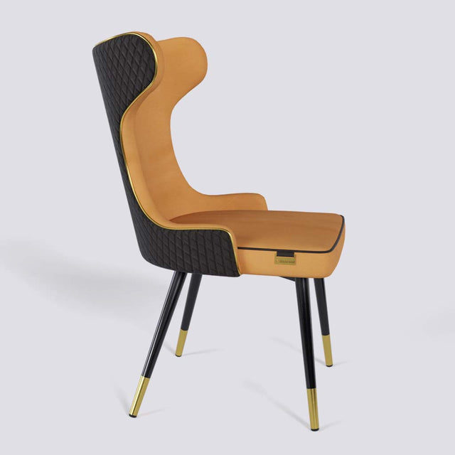 Empress Dining Chair in Powder Coated + Gold Caps Metal Base | 509