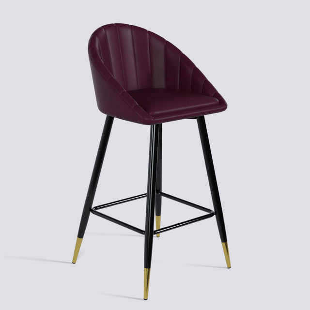 Bar Stool 605 In Powder Coated + Gold Caps Metal Base