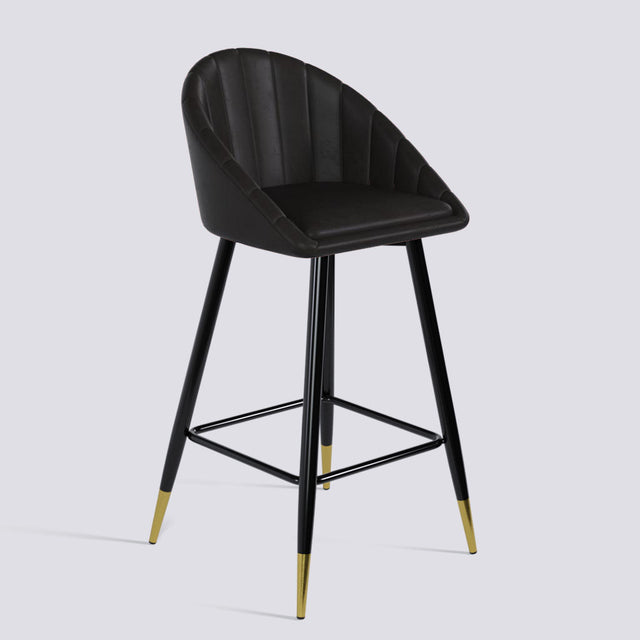 Bar Stool 605 In Powder Coated + Gold Caps Metal Base