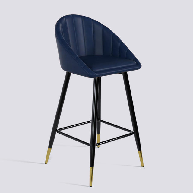 Bar Stool 605 In Powder Coated + Gold Caps Metal Base