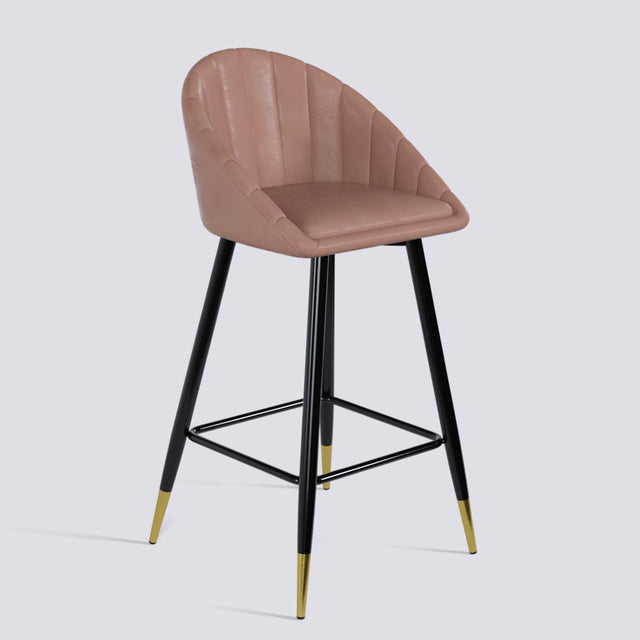 Bar Stool 605 In Powder Coated + Gold Caps Metal Base
