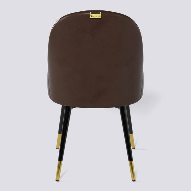 Dining Chair In Powder Coated + Gold Caps Metal Base | 405 Lite