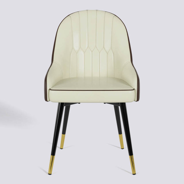 Dining Chair In Powder Coated + Gold Caps Metal Base | 405 Lite