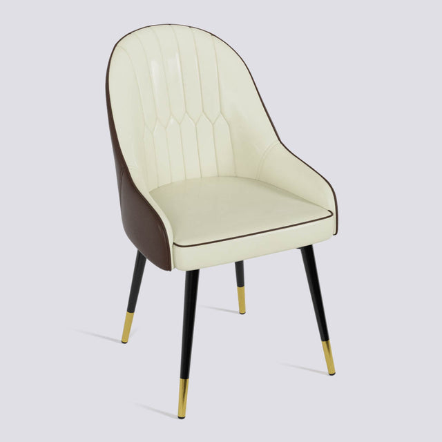 Dining Chair In Powder Coated + Gold Caps Metal Base | 405 Lite