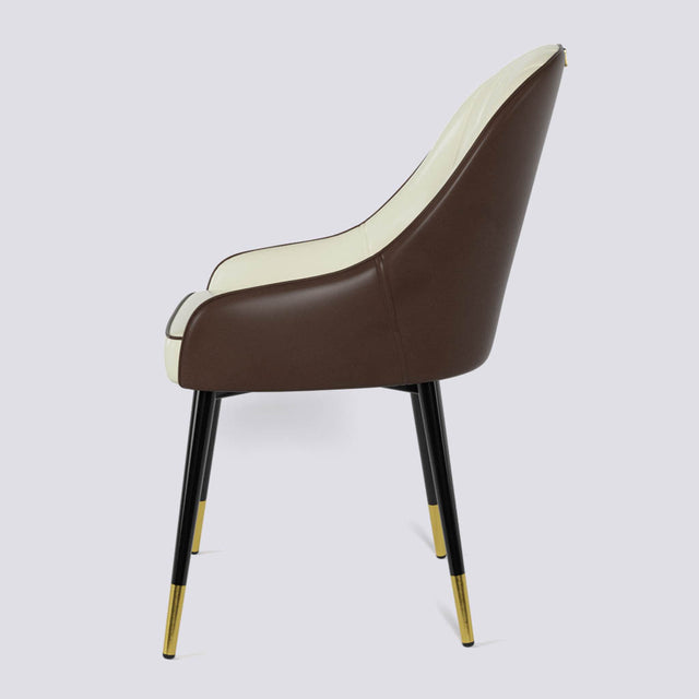 Dining Chair In Powder Coated + Gold Caps Metal Base | 405 Lite