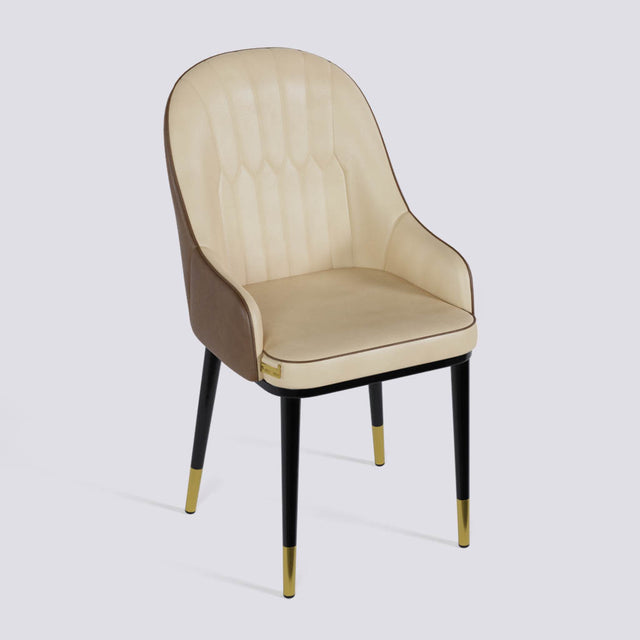 Dining Chair In Powder Coated + Gold Caps Metal Base | 405