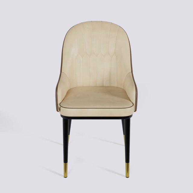 Dining Chair In Powder Coated + Gold Caps Metal Base | 405