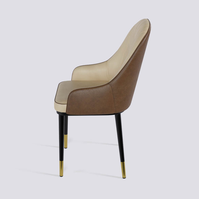 Dining Chair In Powder Coated + Gold Caps Metal Base | 405