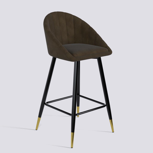 Bar Stool 605 In Powder Coated + Gold Caps Metal Base