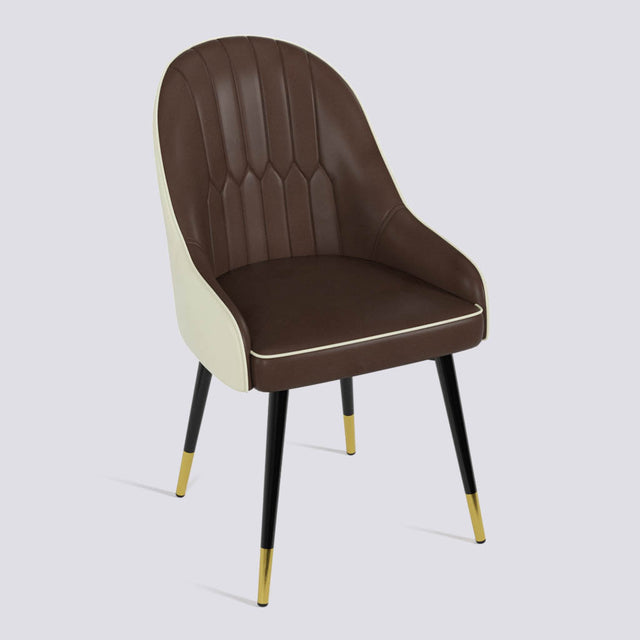 Dining Chair In Powder Coated + Gold Caps Metal Base | 405 Lite