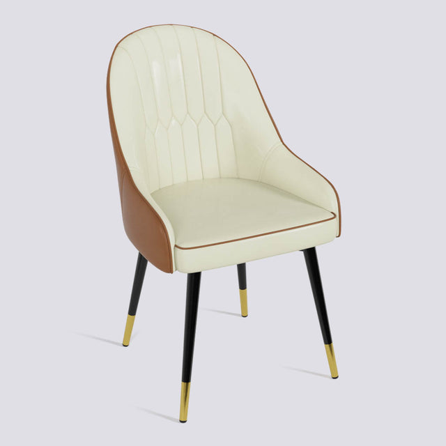 Dining Chair In Powder Coated + Gold Caps Metal Base | 405 Lite