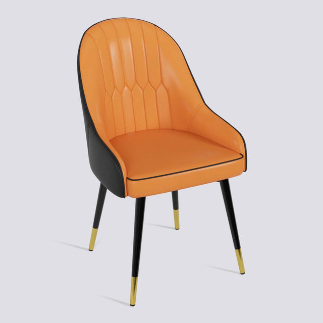 Dining Chair In Powder Coated + Gold Caps Metal Base | 405 Lite