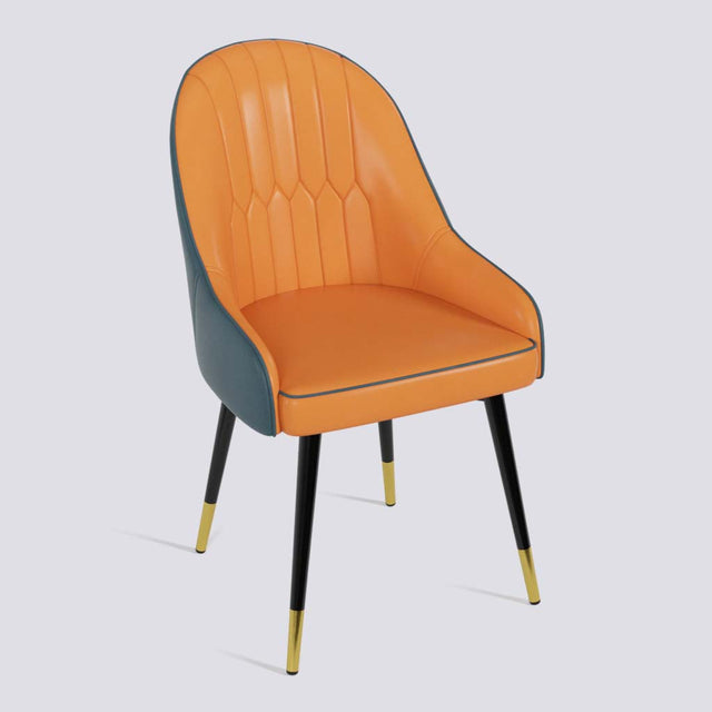 Dining Chair In Powder Coated + Gold Caps Metal Base | 405 Lite