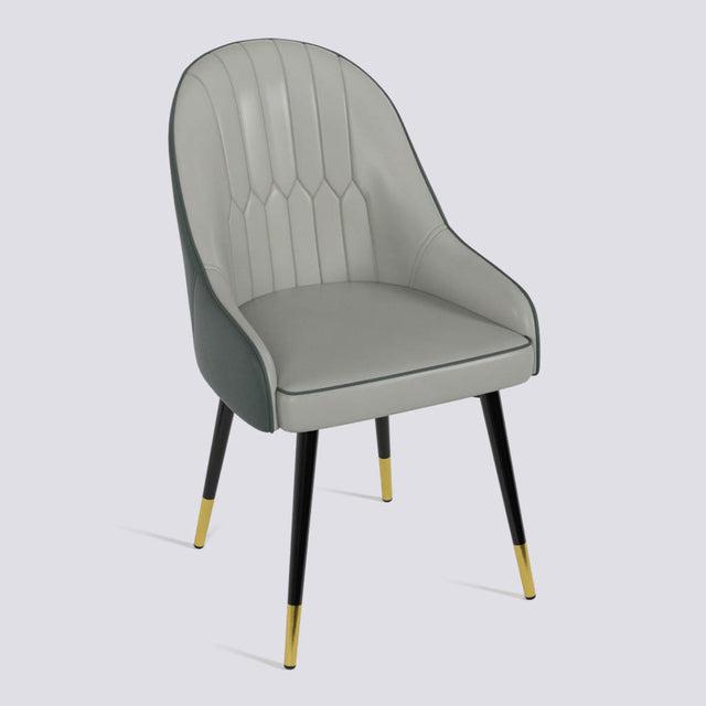 Dining Chair In Powder Coated + Gold Caps Metal Base | 405 Lite