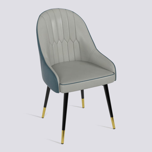 Dining Chair In Powder Coated + Gold Caps Metal Base | 405 Lite