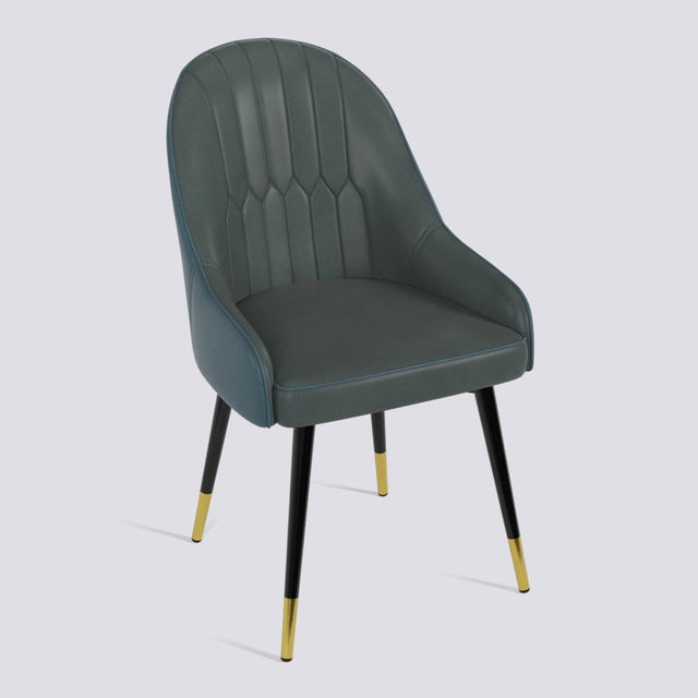 Dining Chair In Powder Coated + Gold Caps Metal Base | 405 Lite