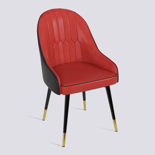 Dining Chair In Powder Coated + Gold Caps Metal Base | 405 Lite