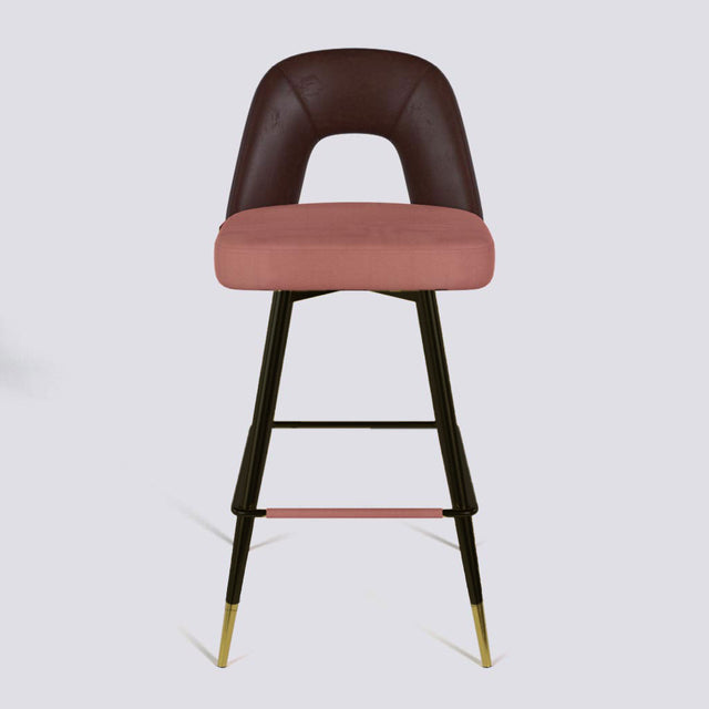 Bridge Bar Stool In Powder Coated + Gold Caps Metal Base | 604