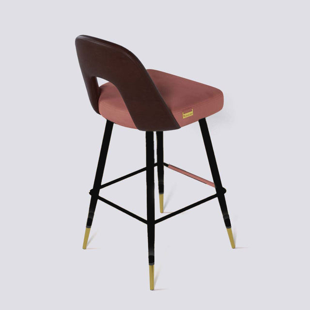 Bridge Bar Stool In Powder Coated + Gold Caps Metal Base | 604