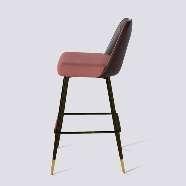 Bridge Bar Stool In Powder Coated + Gold Caps Metal Base | 604